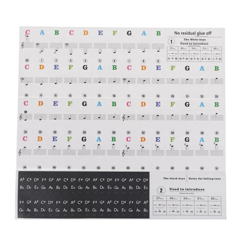 Keyboard Piano Multicolor Removable Piano and Keyboard Stickers for 49 61 76 N3C