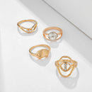 4pcs Crystal Rhinestone Women Geometric Finger Ring Jewelry Wedding Gifts