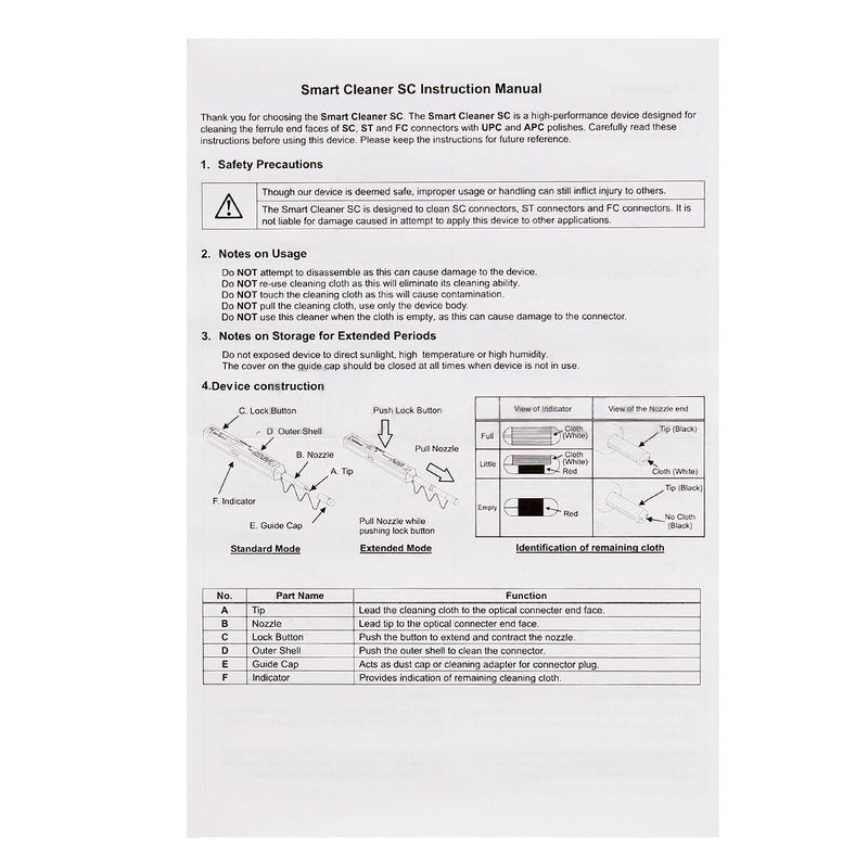 2.5mm One Click Fiber Optic Connector Cleaning Cleaner Pen Sticks SC/ST/FC P1T2