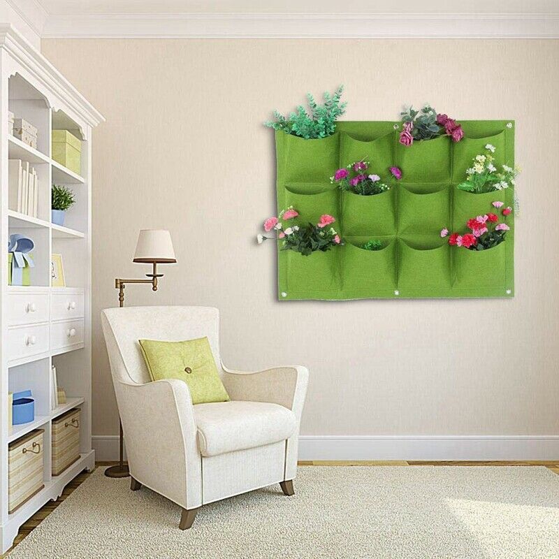 Plant Grow Bag, 12 Pockets Degradable Vertical Hanging Wall Garden Plant Gr