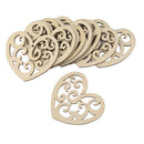 10pcs/bag Wooden Hollow Out Love Heart Pendant Wedding Party Festival Decor A
