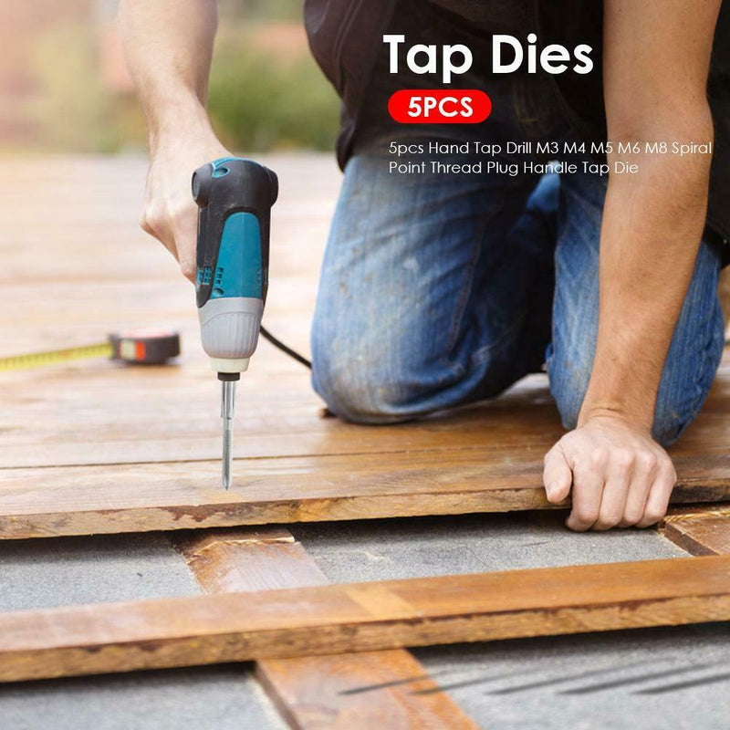 5pcs M3 M4 M5 M6 M8 Spiral Thread Right Hand Tap Drill Tapping Plug Tap Die