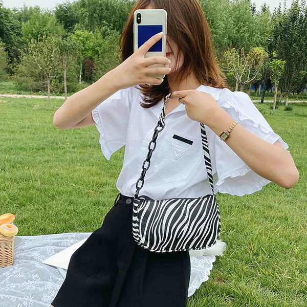 Fashion Zebra Print Women Handbag Tote Small PU Underarm Shoulder Bag (1)