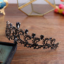 Black Crown Wedding Tiara Headband Rhinestones Bridal Hair Accessories Vint