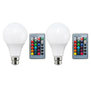2pcs B22 RGB Bulb Remote Color LED Light Bulb Color Changing Light Bulbs 10W