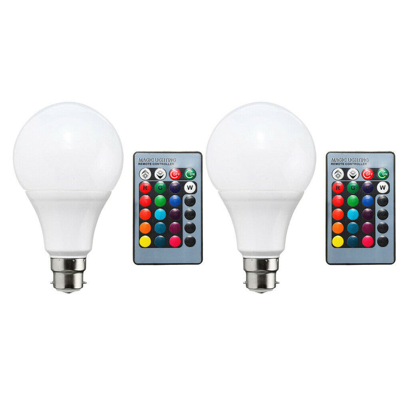 2pcs B22 RGB Bulb Remote Color LED Light Bulb Color Changing Light Bulbs 10W