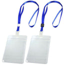 2 Pcs ID Card Badge Holder Adjustable Neck Strap Lanyard Blue Clear M4D5