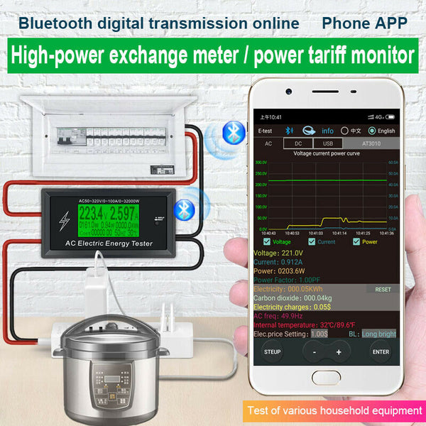 3Kkw Digital Voltage Phone App Ac Meters Indicator Power Energy Voltmeter A C1W4
