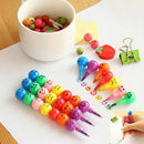 1 Pcs Cartoon Crayon Face Sugar-coated Haws 7 Color Crayon Wax Pencil ME