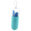 Collapsible Silicone Straw Reusable Folding Drinking Straw Blue Straight_B