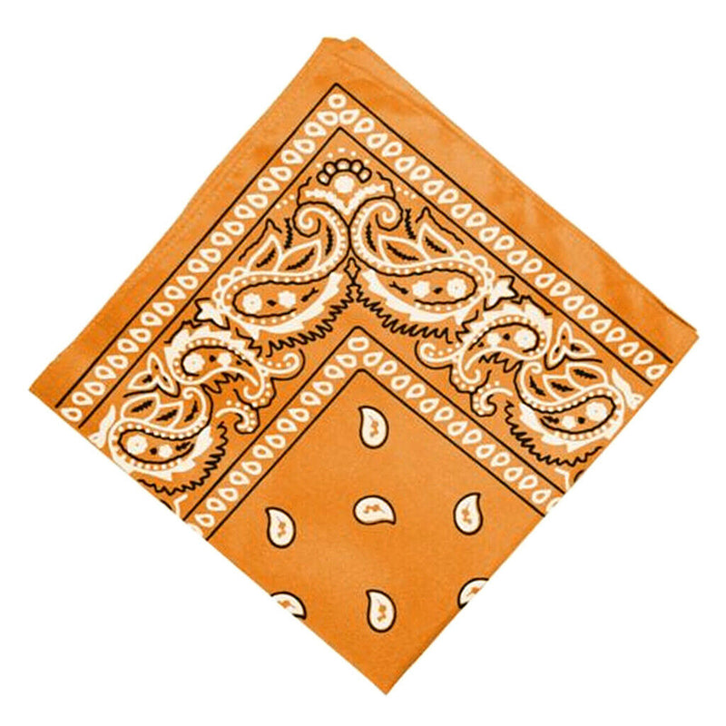 Novelty Double Sided Paisley Print Cowboy Bandana Head Wrap Wristband Orange
