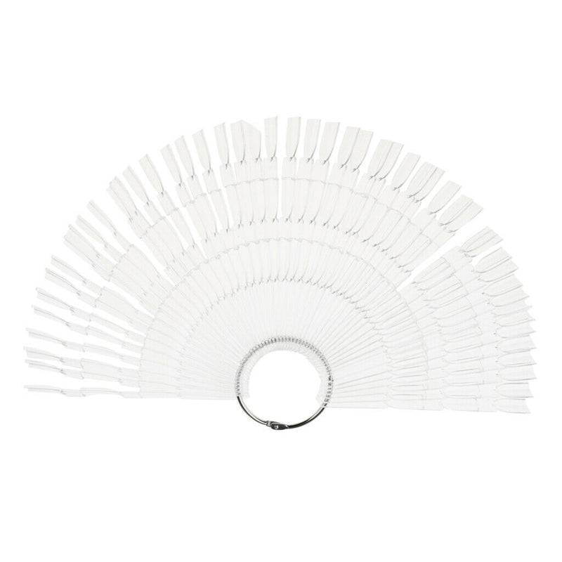 50 Piece Fan-Shaped False Nail Art Polish Gel Display Chart 150 Tips Clear