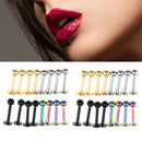 32Pcs 18G Stainless Steel Lip Ring Chin Bars Earring Stud Piercing Jewelry