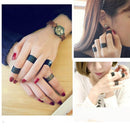 `3PCS Fashion Ring Set Black Stack Plain Above Knuckle Ring Open Band Midi RinES