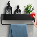 1 pcs Bathroom Shelf Accessory Organizer With Hair Rod 30cm Black Aluminum Alloy