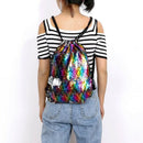 Fashion Reversible Sequin Drawstring Bag Cinch Sack Backpack String Back Pa