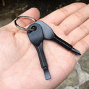 2Keys Black Stainless Keychain Pocket Tool Screwdriver Set EDC Multifunction FT
