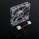 LED Light CPU Cooling Fan for Computer PC Clear Case Quad 12CM Heatsink Kit