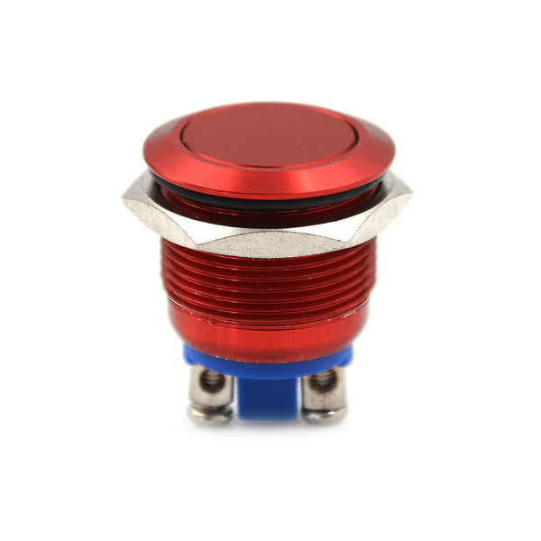 1PC 19mm waterproof red momentary metal push button switch flat top switch Bj