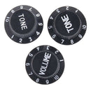 3 Pieces Plastic Electric Guitar Volume Tone Control Knob Cap 1V2T Black