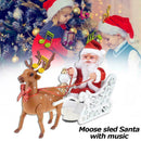Christmas Santa Claus in Sleigh with Reindee Deer Ornaments Sales Gifts Hot R9H6