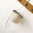 Straw Woven Shoulder Messenger Handbags Women Crossbody Bucket Bags (Beige)