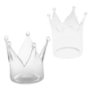 2x Crown Shape Glass Candle Holder Tealight Candlestick Tabletop Flower Vase