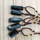 Natural Black Tourmaline Schorl Pendant Chunk Reiki Chakra PROTECTION  New Y5Y0