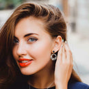Retro Hollow Weave Round Circle Earrings Boho Women Ear Drop Jewelry (B) A