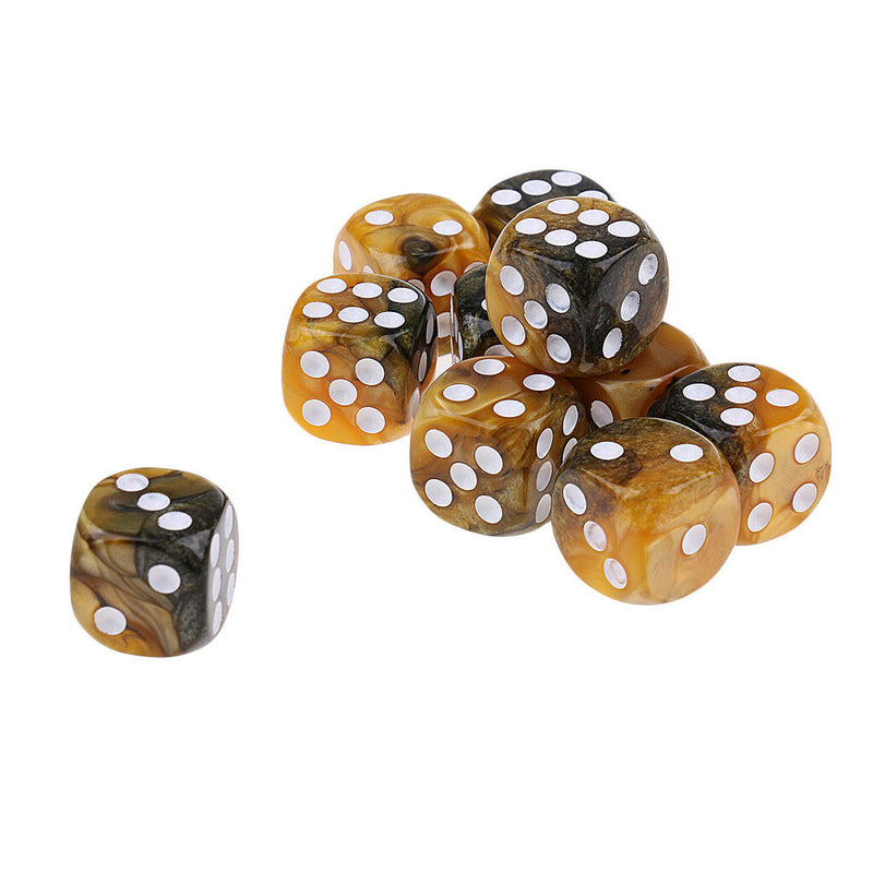 10Pcs Gray Six Sided D6 Dice Dies 16mm for Dungeons & Dragons Role Play Accs