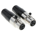 2 x 4 Pin XLR Female Cable Connector, Fit for Microphones, Black and Sliver