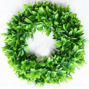 1X(Artificial Green Leaves Wreath,Artificial Boxwood Wreath Leaf Wreath For