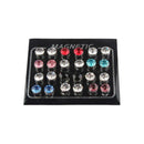 Pack of 12 Pairs Mixed Color Round Crystal Magnetic Earrings for Women Men