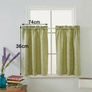 1 Set Green Rod Pocket Short Tier Curtains Panels Half Drapes for Bathroom