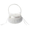 Satin Wedding Flower Girl Basket Flower Basket (C) White