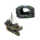 Aquarium Wreck Sailing Boat Sunk Ship  Fish Tank Broken Barrel DIY