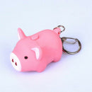 Cute Pig Keyring Keychain LED Light Touching with Sound Car Bag Pendant Cha W5V6