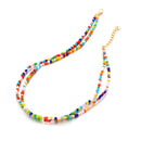 Women Boho Multicolor Beads Necklace Doublelayer Clavicle Choker Charm JewelryJR