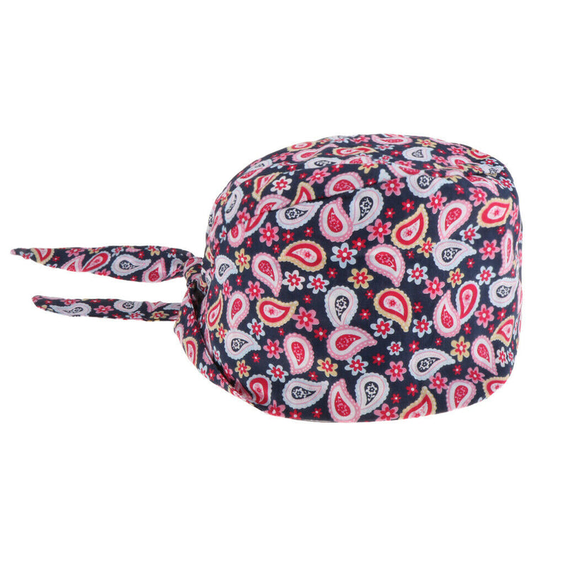 4x Adjustable Patterned Doctor Scrub Cap Beanie Cap Chemo Cap for Ponytail