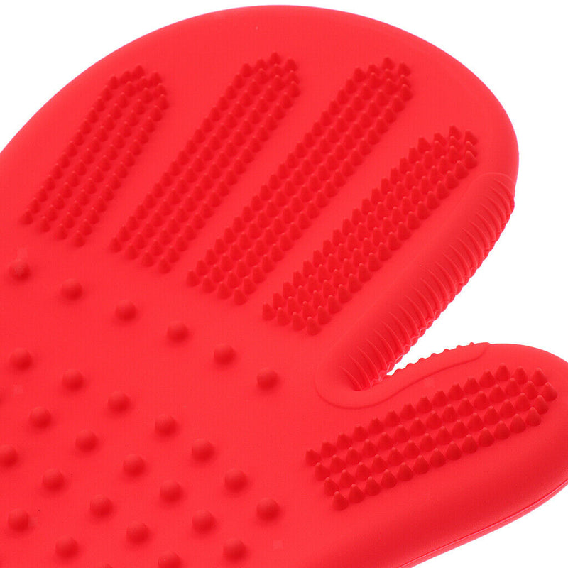 1Pcs Pet Cat Dog Bath Cleaner Grooming Glove Brush Hair Remover Red