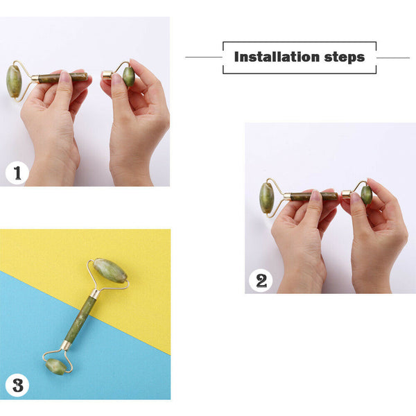 Facial Massage Roller Double Heads Jade Stone Nature Face Lift Sliming Tool A#S