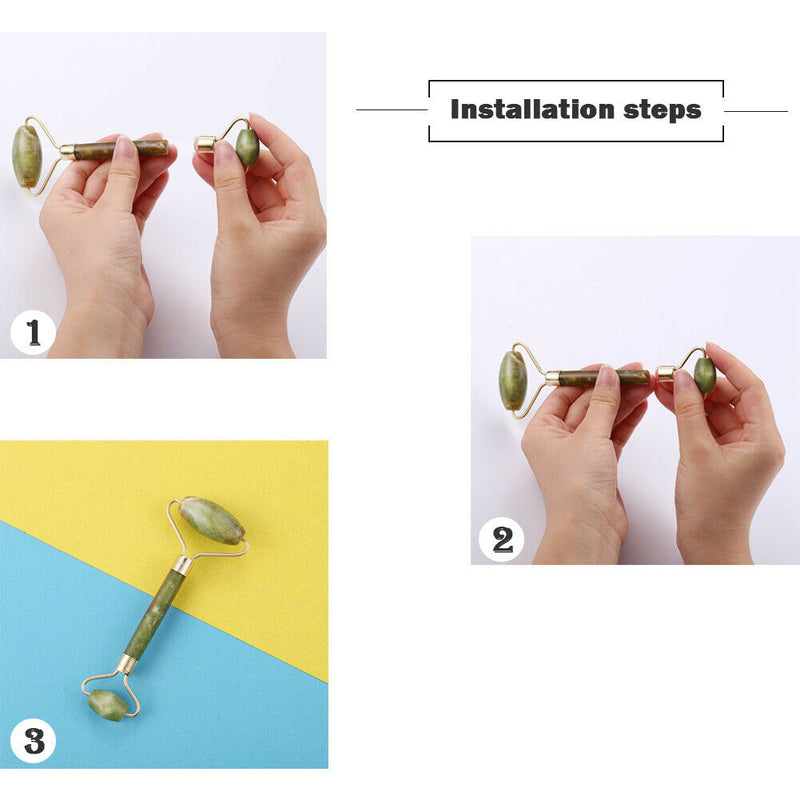 Facial Massage Roller Double Heads Jade Stone Nature Face Lift Sliming Tool A