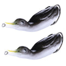 2pcs Floating Duck Lure 10.5cm Bass Bait Fishing Tackle Black silicone Black