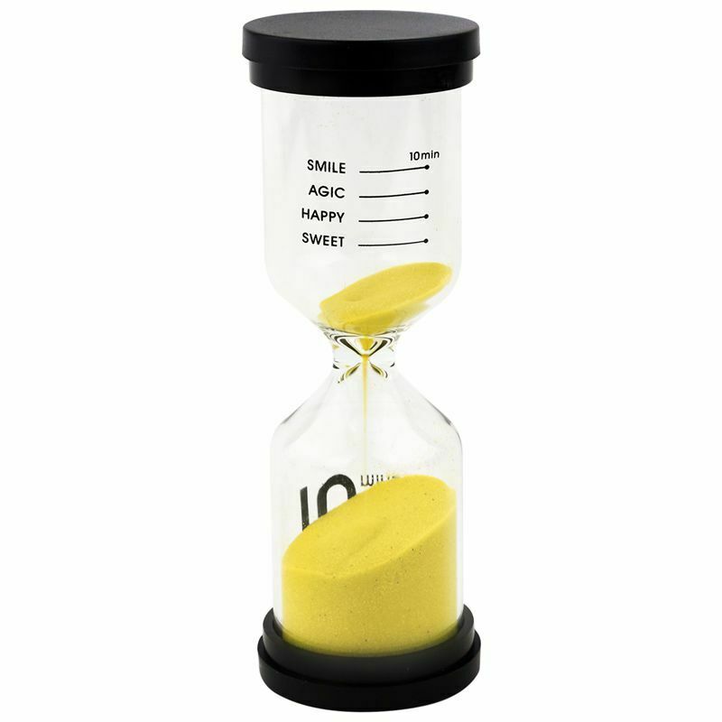 1 Yellow Glass + Sand 10 minute tick time Hourglass With packaging 13*4.3cm O2G2