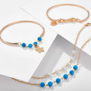 4pcs Retro Shell Flower Bracelet Slice Bangles Women Jewelry Gift (Style 7)