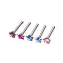 24Pcs Rhinestone Surgical Steel Star Nose Ring Bone Stud Body Piercing Jewelr FT