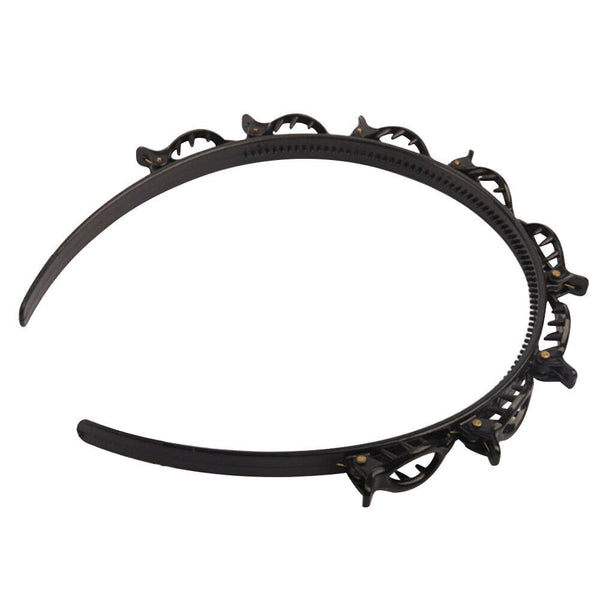 Double Layer Bangs Clip Clamp Hairpin Hair Hoop Headband Hairband (Black)