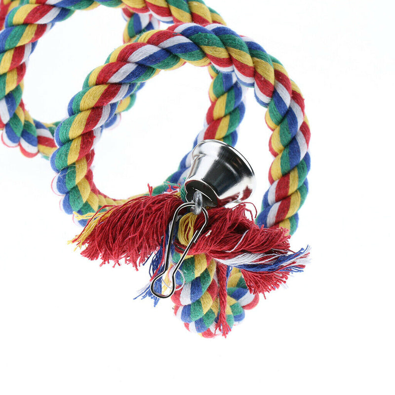 Bird Spiral Rope Perch, Cotton Parrot Swing Climbing Standing Toys w/ Bell