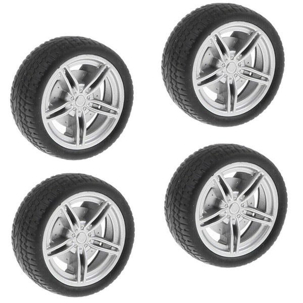 4 Pieces 40mm Wheel Rims Rubber Tyres for RC Drift Car DIY Kits Replacement