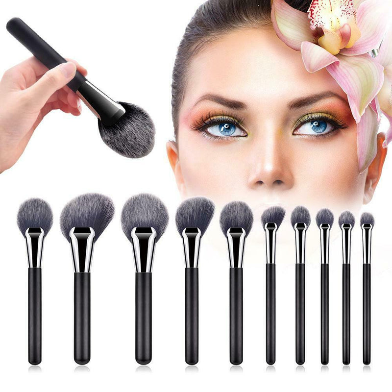 10x Makeup Brushes Nylon Wool with Wooden Handle Eye Shadow Foundation Brush Kit
